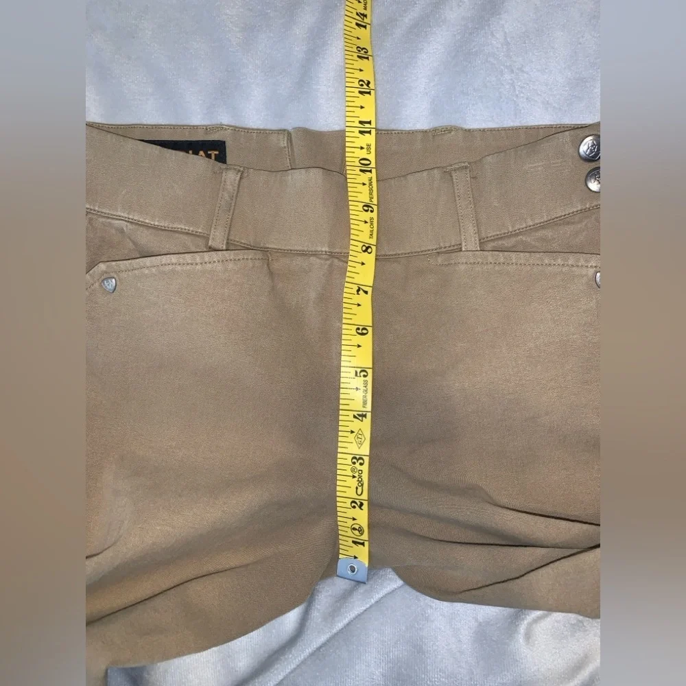 Ariat size 26R cotton riding breeches faux suede grip knee patches tan khaki - Picture 4 of 6